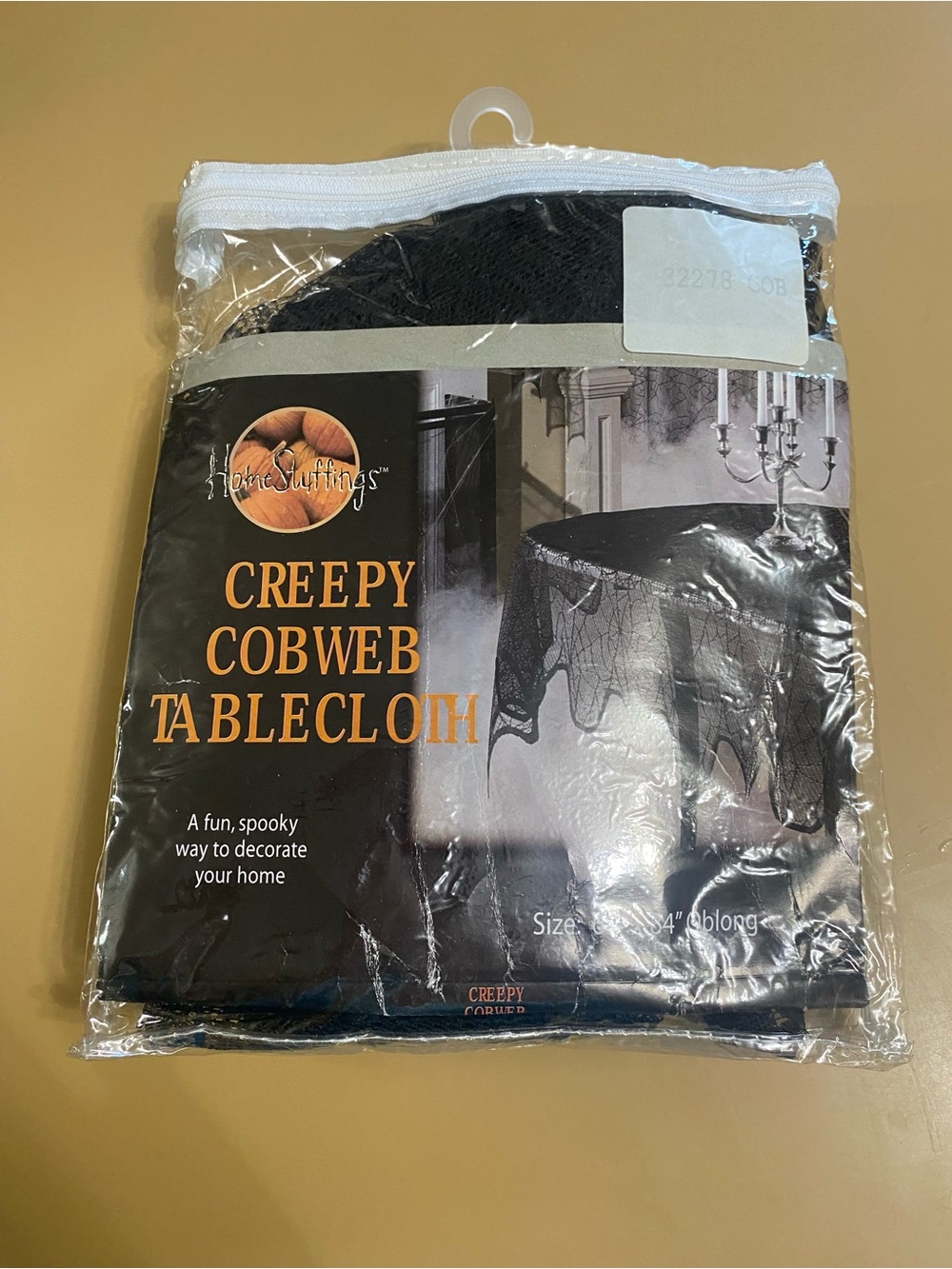 Creepy Cobweb Tablecloth - Black 60”x84” oblong